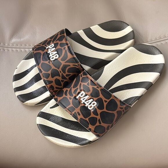 P448 Shoes - P448 Animal Print Slide Sandals sz 7